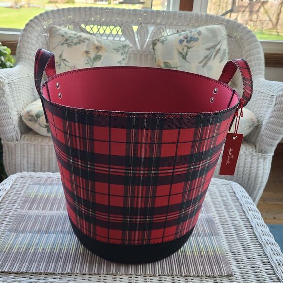 Hallmark Buffalo Plaid Tote Basket - Red and Black - 12.75" Tall - New With Tag - Picture 1 of 10